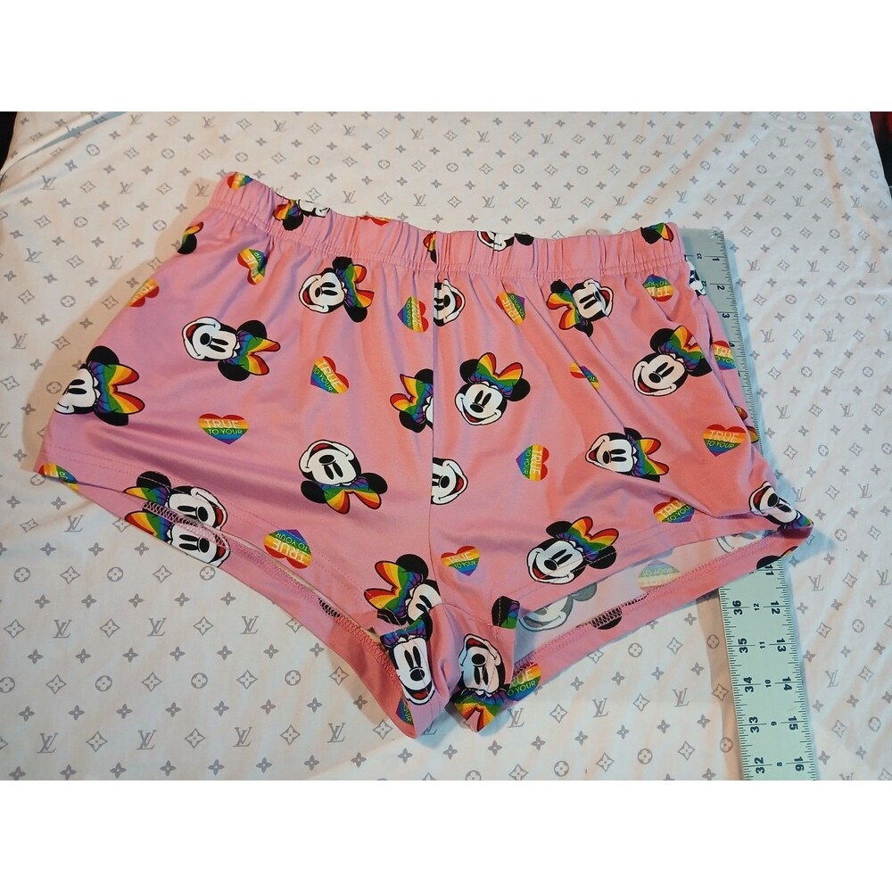 Disney Sleepwear Womens Medium Pink Pajama Shorts Minnie Mouse Lounge Pride